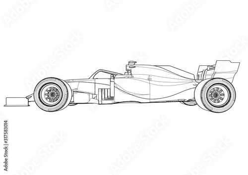 Silhouette F1 Car Vector