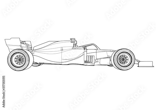 Silhouette F1 Car Vector