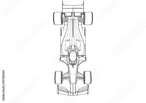 Silhouette F1 Car Vector