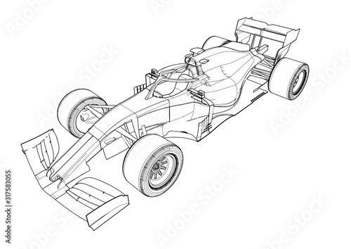 Silhouette F1 Car Vector