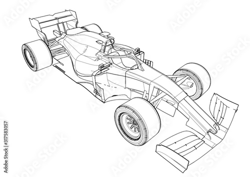 Silhouette F1 Car Vector