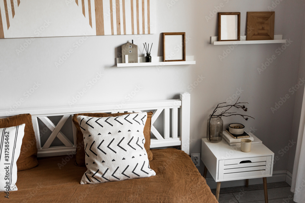 Obraz premium Home decoration in scandinavian style. Minimalistic interior design.