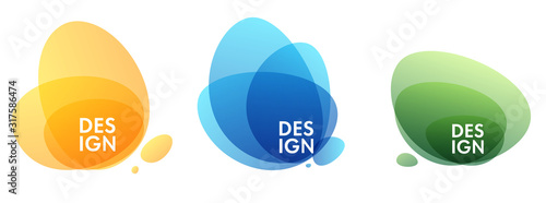 Abstract shapes form. Paper style. Blue and yellow, green papers. Stock vector.