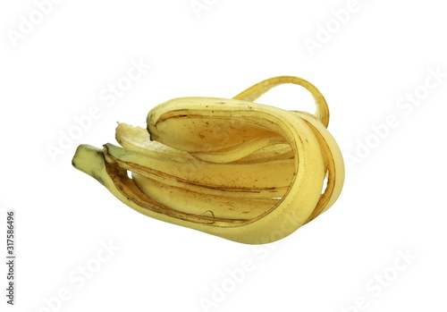 Bananas Skin isolated on white background. Banana peel close up.