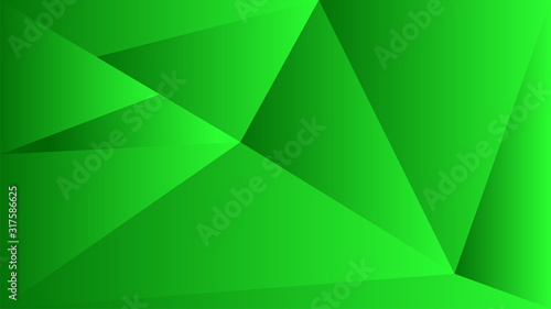 Polygon triangle in green vector gradient background