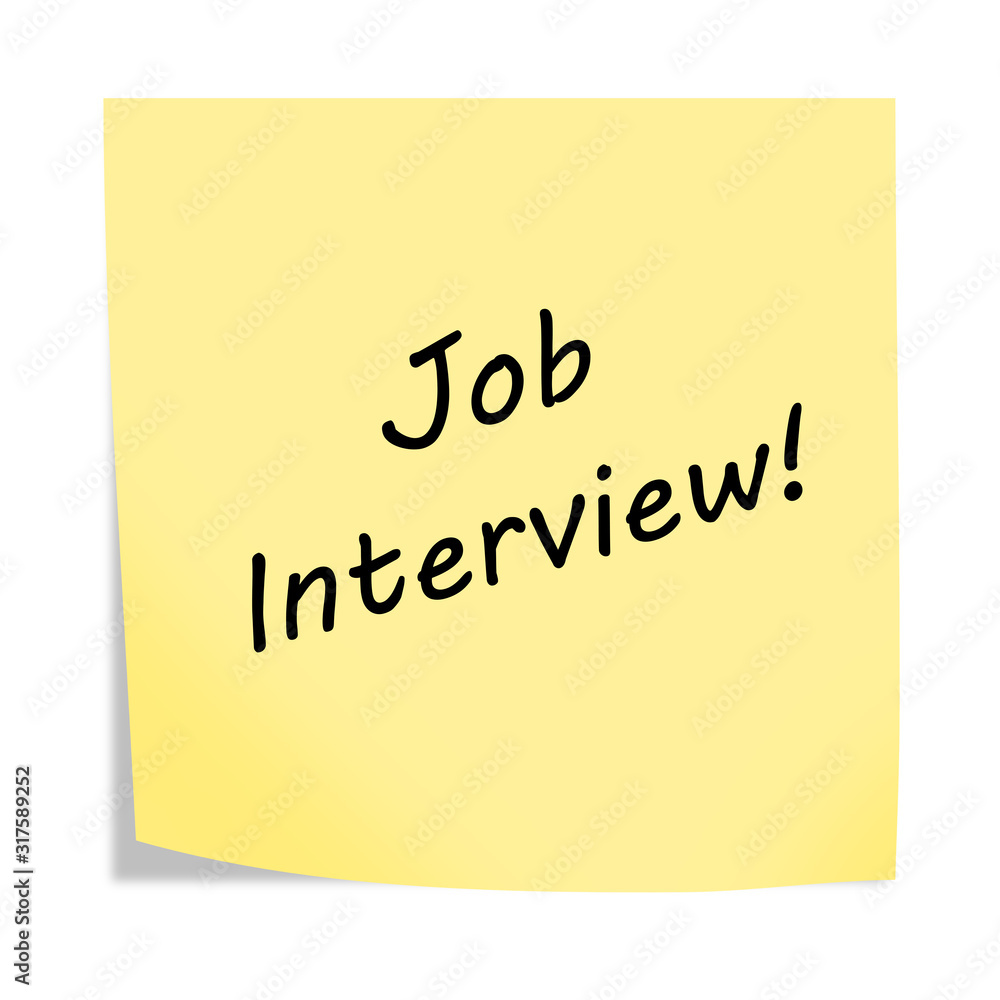 job interview reminder post note on white background with clipping path job interview reminder post note on white background with clipping path