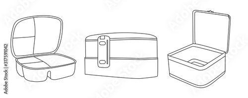 Set of lunch box icons from Education outline collection. Thin line lunch box icon vector isolated on white background.