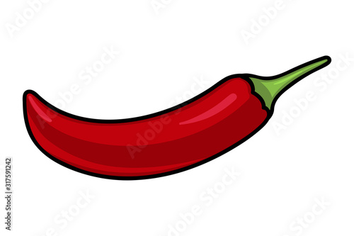 Red chili pepper. Isolated on white. Vector illustration.