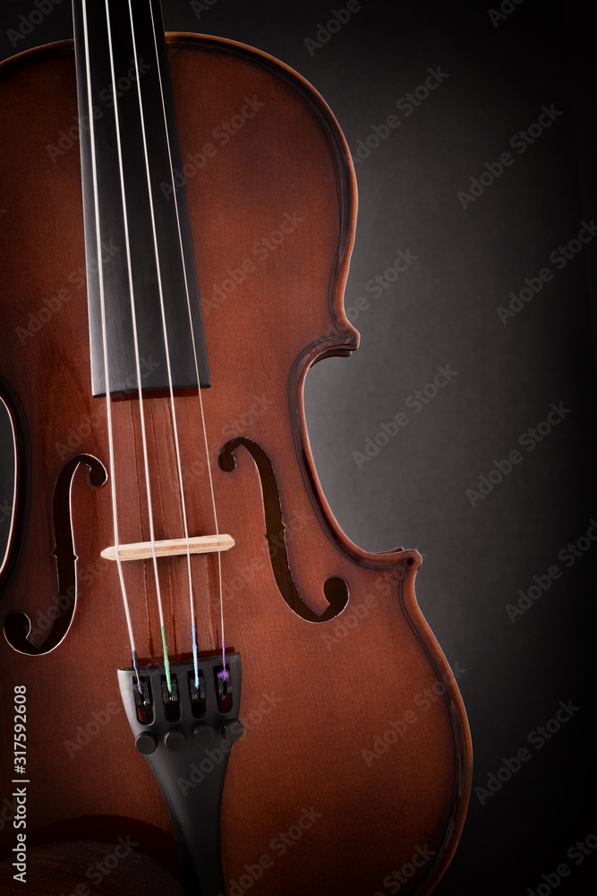 Violin detail with dark background vertical Violin detail with dark background vertical