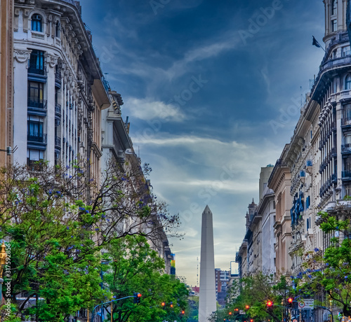 The Obelisco de Buenos Aires (Obelisk of Buenos Aires) an icon of Buenos Aires, Argentina. Erected in 1936 to commemorate the quadricentennial of the city foundation.