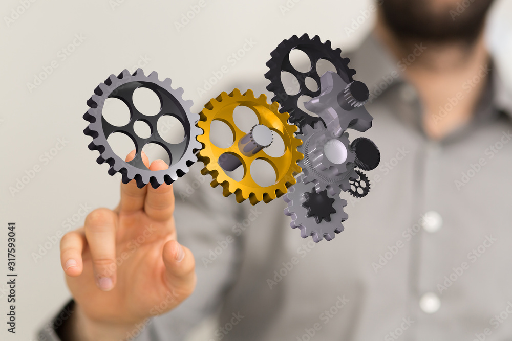 Business, Internet and technology concept. Business select gear icon on virtual screen. Business, Internet and technology concept. Business select gear icon on virtual screen.