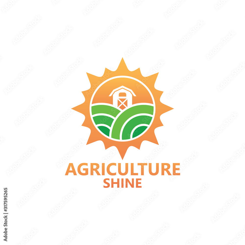 Agriculture Sun Shine Logo Template Design