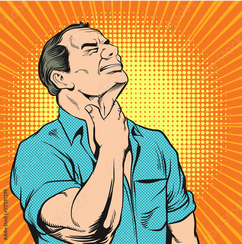 This man has a sore throat, unable to swallow, he suffered a lot. retro vector illustration comic. Separate images of people from the background.