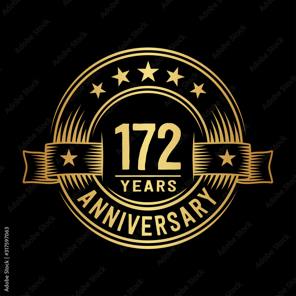 172 years anniversary celebration logotype. Vector and illustration.