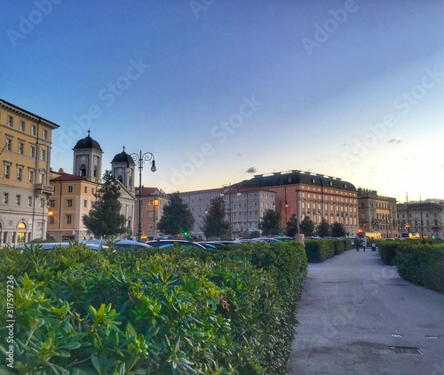 City view of Trieste at sunset