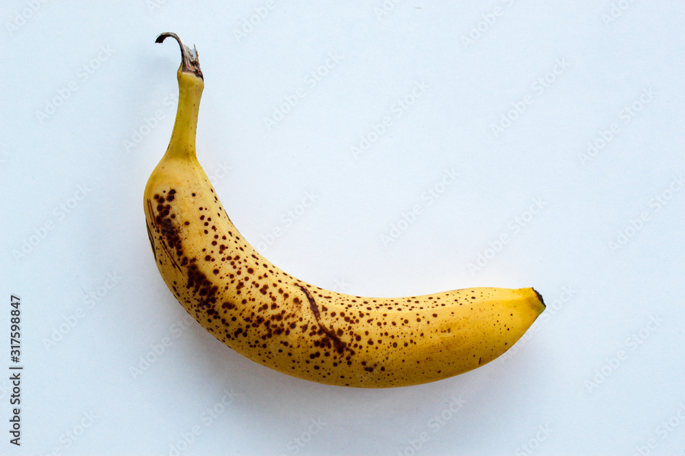Single overripe banana isolated on white Single overripe banana isolated on white