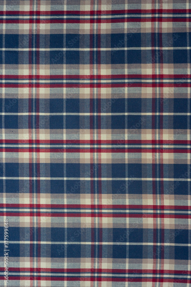 Fototapeta premium blue, red, white checkered fabric vertical orientation