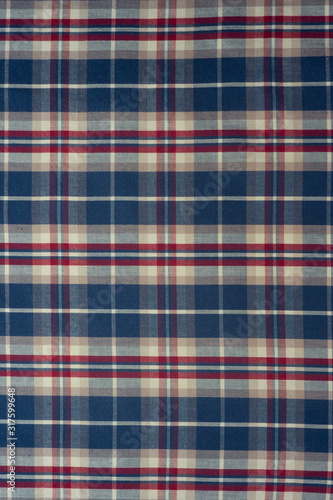  blue, red, white checkered fabric vertical orientation