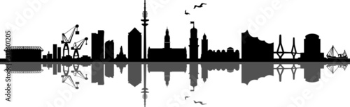 Hamburg City Skyline Vector Silhouette Outline