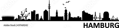 Hamburg City Skyline Vector Silhouette Outline