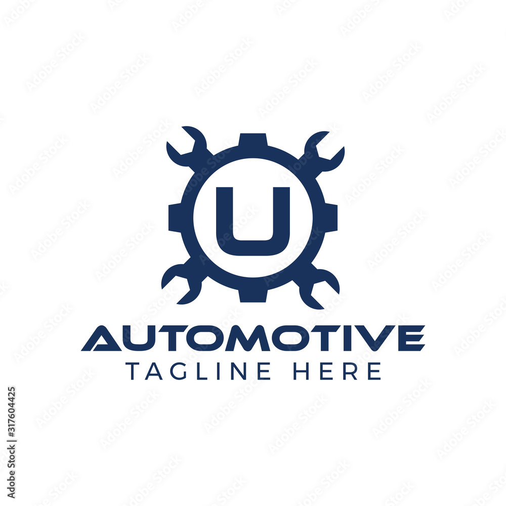 Automotive letter U Logo Design Vector Template. Motor Business Alphabet Design U Vector Illustration Automotive letter U Logo Design Vector Template. Motor Business Alphabet Design U Vector Illustration
