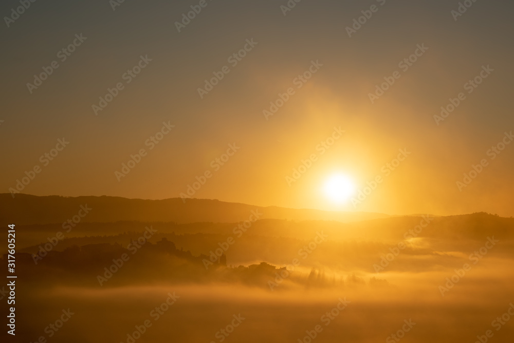 Golden Mist, golden sunrise in Tuscany - Toscana