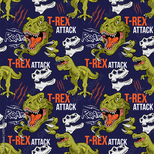Dinosaurs seamless pattern fashion design 