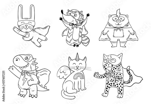 Set of the supper hero animals