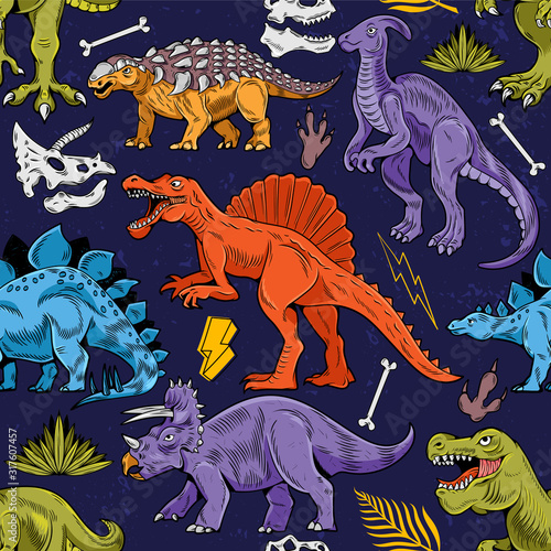 Dinosaurs seamless pattern fashion design 
