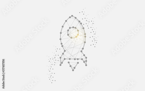 Geometric art line and dot of rocket vector background eps 10