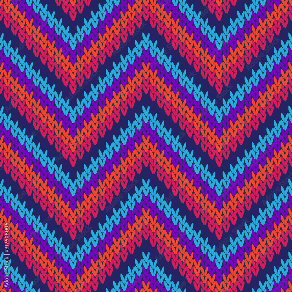Handicraft zigzag chevron stripes knitted texture 