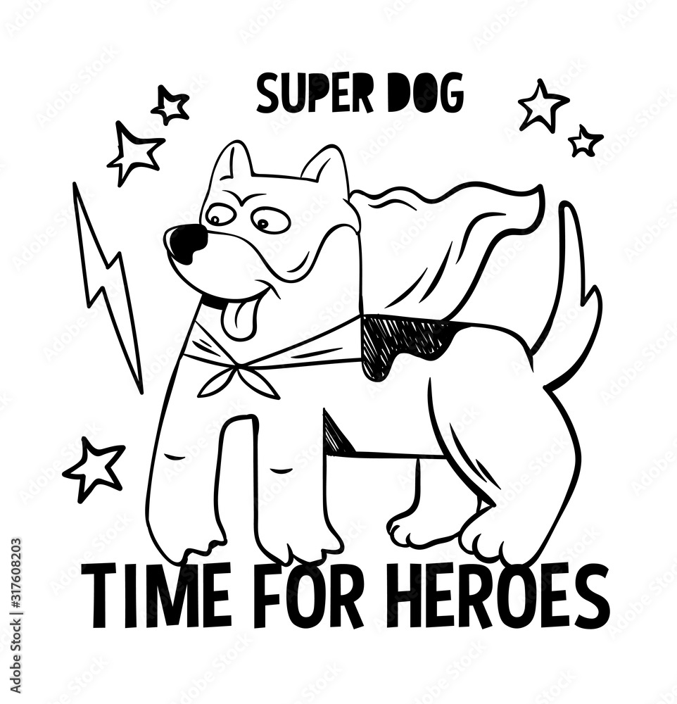 Fototapeta Superhero super cute dog in mas