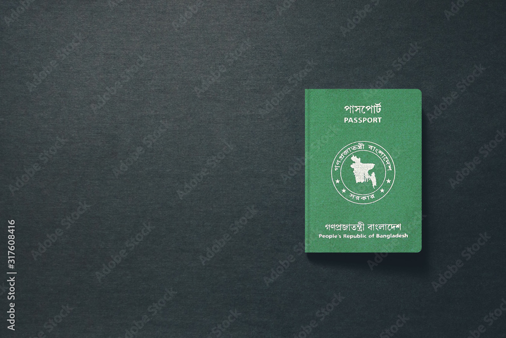 Bangladesh Passport on dark background with copy space 3D