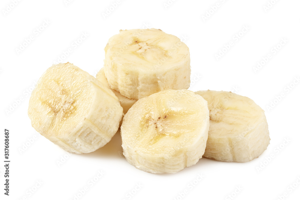 fresh sliced banana isolated on white background. Healthy food fresh sliced banana isolated on white background. Healthy food