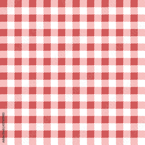 Seamless Checkered Pattern Backround. Red And White