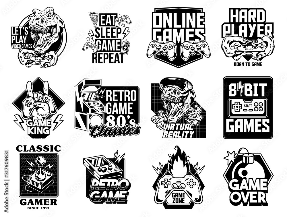 Fototapeta premium Set collection of video game geek prints