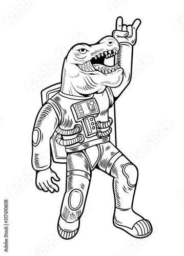 astronaut t rex tyrannosaurus in space suit