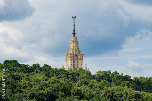 The main building of Lomonosov Moscow State University (MSU/MGU) on the Sparrow Hills (Vorob'yovy Gory)