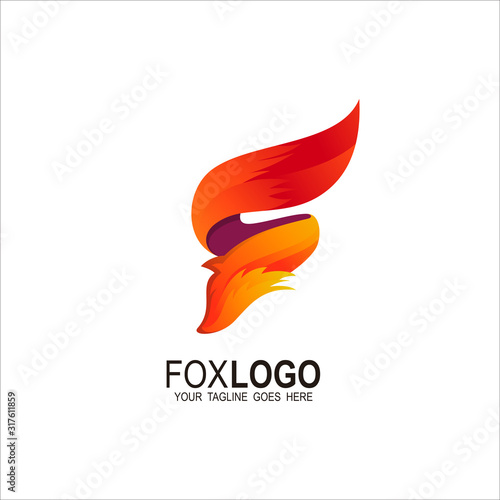 Fox logo, F logo with animal design template, Letter F icon 