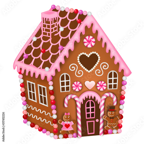 isolated gingerbread house for valentine's day