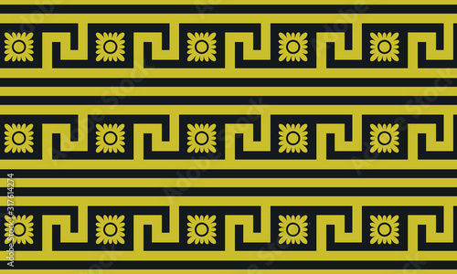 Geometric seamless pattern, black and white square wave forms, vintage   pattern in the Greek style.