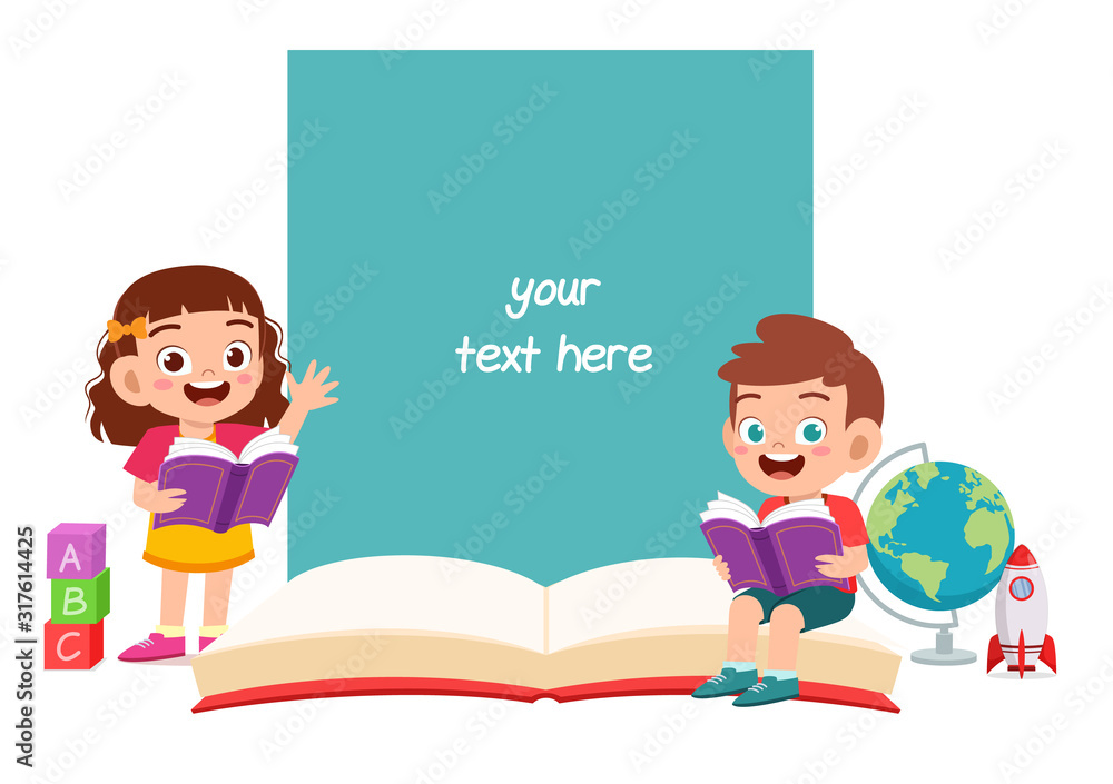 happy cute little kid boy and girl notebook template happy cute little kid boy and girl notebook template