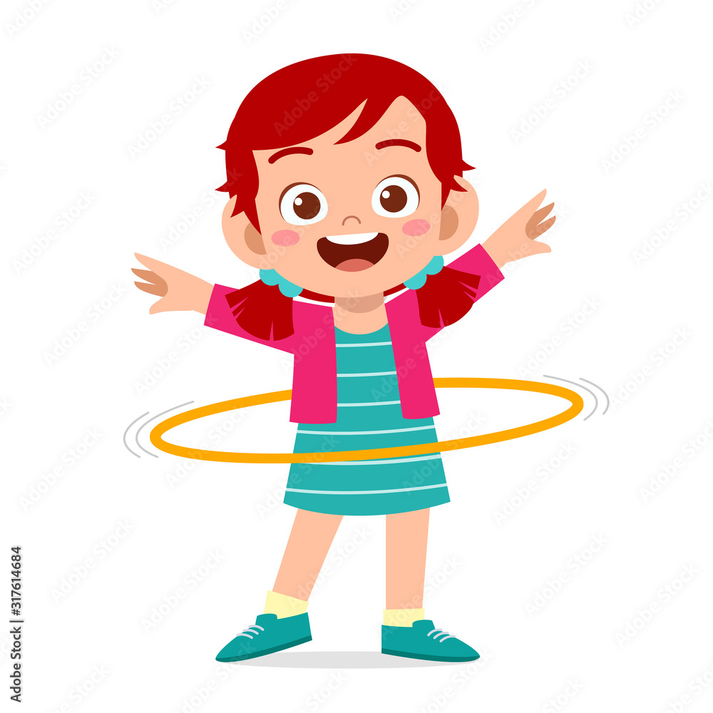 happy cute little kid girl play hula hoop happy cute little kid girl play hula hoop