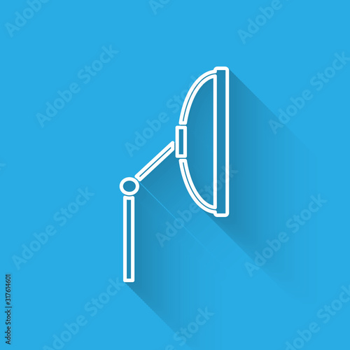 White line Windscreen wiper icon isolated with long shadow. Vector Illustration