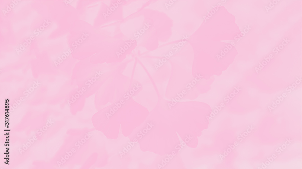 Gradient pale pink color with ginkgo biloba leaves pattern, 16:9 panoramic format Gradient pale pink color with ginkgo biloba leaves pattern, 16:9 panoramic format