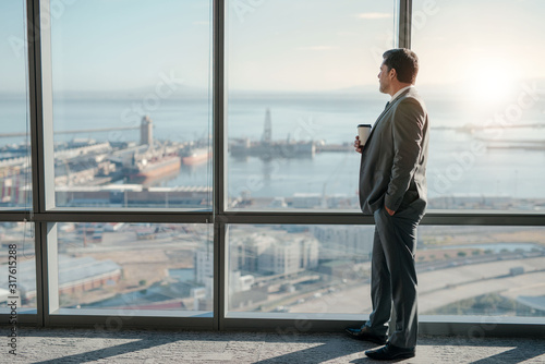 Enjoying the view from his office window