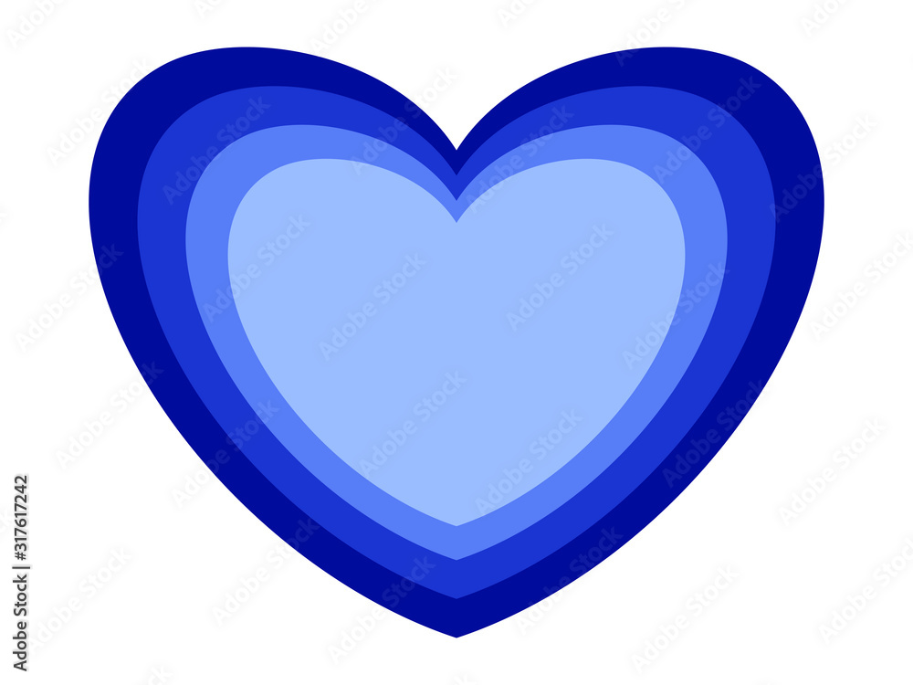 Blue vector heart with several contours on a white background Blue vector heart with several contours on a white background