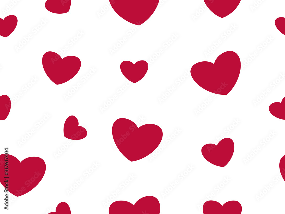 Pattern with little red  hearts on a white background