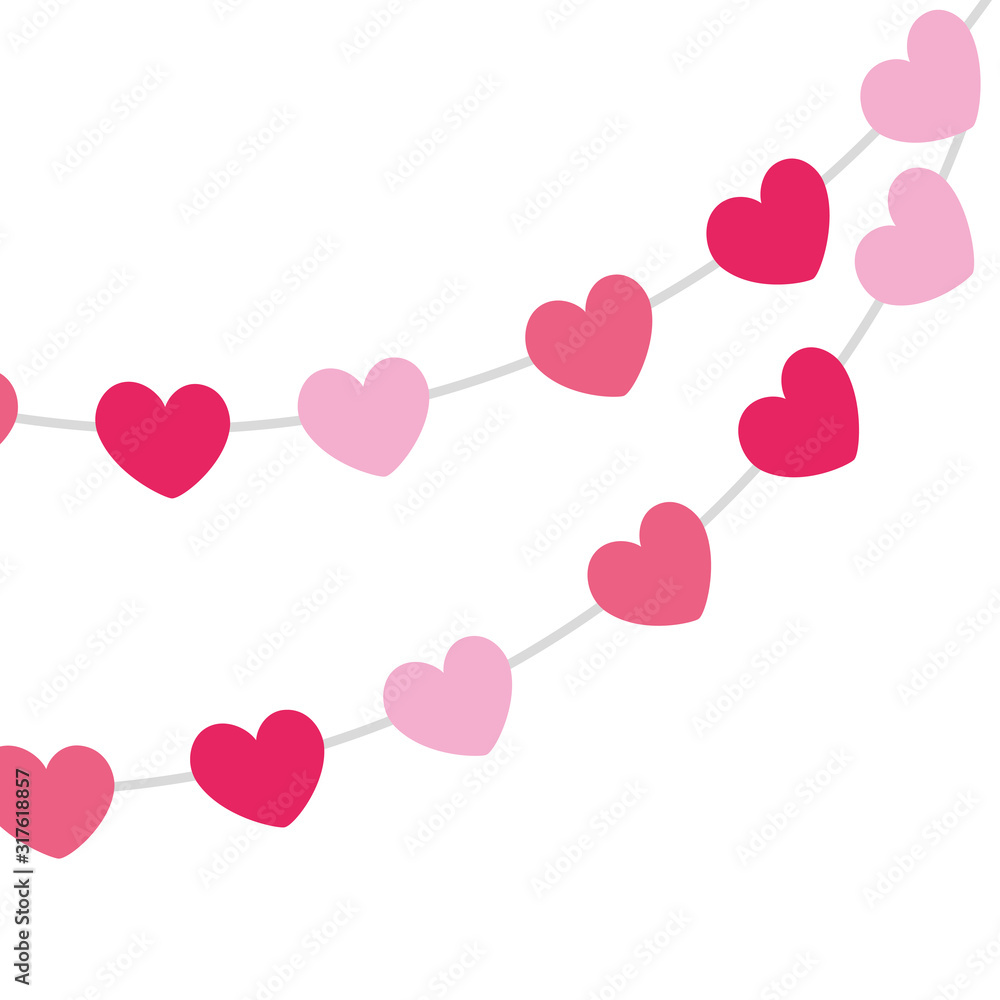 cute hearts hanging decoration isolated icon cute hearts hanging decoration isolated icon