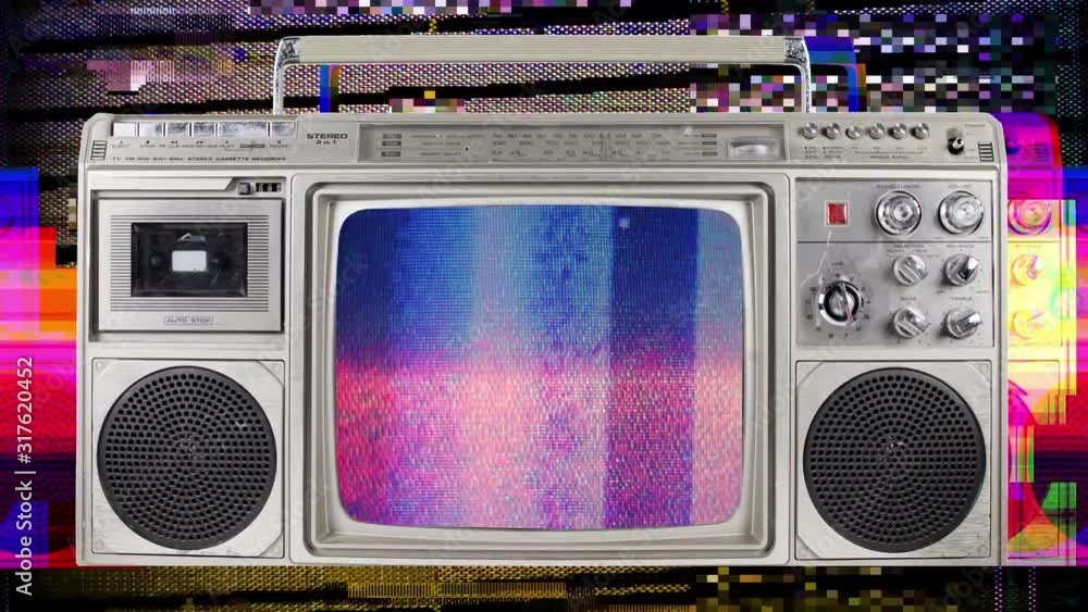 Animated retro televisions with static and glitches..